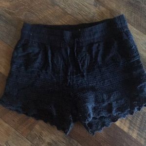 Girls black crochet shorts. Size 12